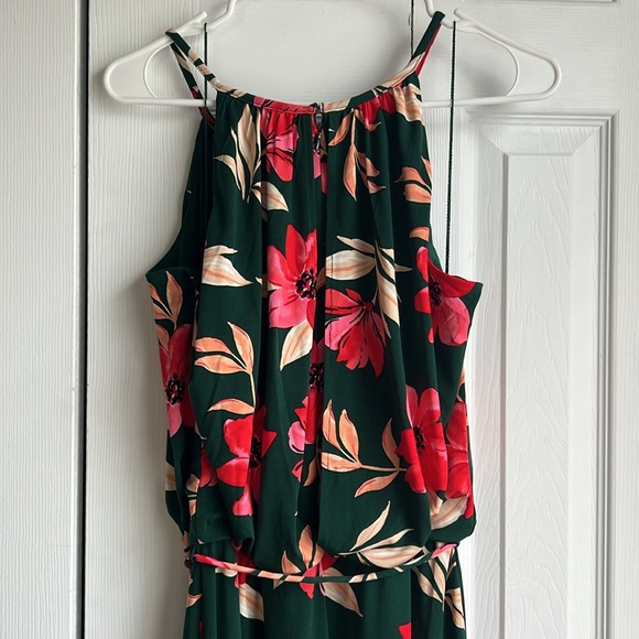 28. NWOT Maggy London Lottie Knit Crop Jumpsuit Size 12 Green Floral Medium - Picture 5 of 7